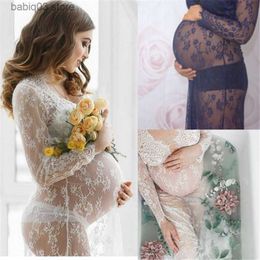 Maternity Dresses Women V-neck Gown Lace Maternity Maxi Dresses Fancy Shooting Photo Pregnant Women Dresses Photography Props Maternity Clothing T230523