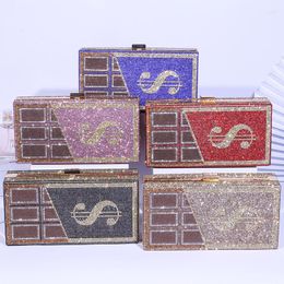 Cosmetic Bags Money Clutch Rhinestone Purse USD Dollars Stack Of Cash Evening Handbags Pearl Diamond Chain Shoulder Wedding Dinner Bag