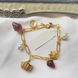 Charm Bracelets Strawberry Bee Vegetable-basket Bracelet For Women Cute Cottagecore Jewellery Luxury Designer Inspired