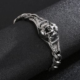 Bangle Men's Lion Head Vintage Bracelet Old Silver Stainless Steel Link Men's Bracelet Men's Bracelet Mannen Armband Jewellery