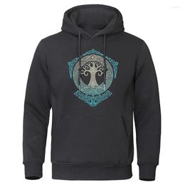 Men's Hoodies Odin Aesir Nordic Mythology Men's Sweatshirt Yggdrasil Pullover World Tree Men Warm Streetwear 2023 Winter Autumn Fleece