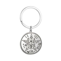 Keychains Lanyards Stainless Steel Keychain Pendant Cartoon Hexagram Keyring Gift Key Chain Drop Delivery Fashion Accessories Dhnlk