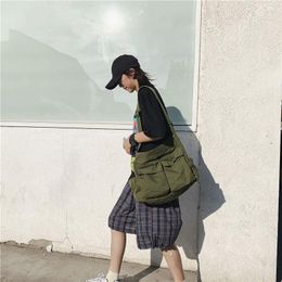 Evening Bags Canvas Women's Bag Simple Messenger Y2K Shoulder Cross College Eco Korean Shopper Satchel Big Murse Casual Handbags