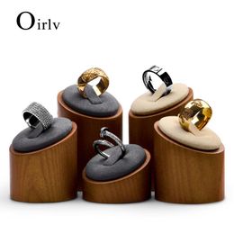 Boxes Oirlv New Ring Display with Microfiber Jewellery Display Stand Solid Wood Round Ring Display Holder Jewellery Organiser for Showcase