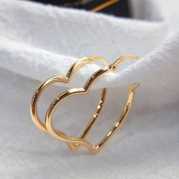 Huggie CxsJeremy Solid 18K Au750 Yellow Gold 23*25mm Heartshaped Big Hoop Earrings For Women Fashion Jewelry Accessories Gift