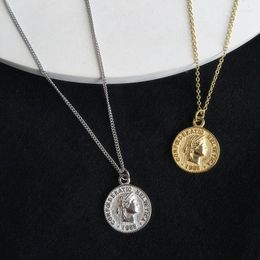 Chains 2023 Fashion Woman Jewelry Creative Portrait Coin Necklace Ladies Clavicle High Quality Summer Accessories