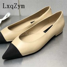 Spring Autumn Women Shoes Genuine Leather Mixed Colour Pointed Toe Women Loafers Runway Show Outfit Flats Party Dress Shoes X230523