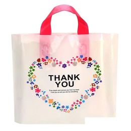 Gift Wrap Beige Thank You Plastic Bag Christmas Shop Large Capacity Tote Bags 50Pcs/Lot Drop Delivery Home Garden Festive Party Supp Dhmew