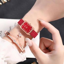 Wristwatches 2023 Women Dress Leather Belt Quartz Watches Women's Fashion Casual Simple Rectangle Braclet Relogio Feminino