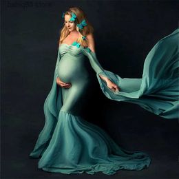 Maternity Dresses Sexy Shoulderless Maternity Photography Props Long Dress For Pregnant Women Fancy Pregnancy Dress Elegence Maxi Gown Photo Shoot T230523