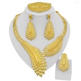 Necklace Earrings Set Dubai Gold For Women Italian Plated 24k Original Luxury Designer Jewellery