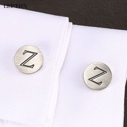 Lepton Letters of an alphabet Z Cufflinks For Mens Classic Antique Silver Plated Letters Z cuff links Men shirt cuffs Cufflink