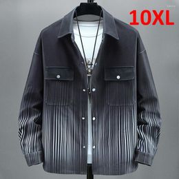 Men's Jackets Gradient Striped Jacket Men Plus Size 10XL Coat Spring Autumn Big Male Fashion Casual Button