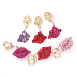 Keychains Lanyards Creative Lips Keychain Diamond Bag Decoration Pendant Keyring Car Key Chain Drop Delivery Fashion Accessories Dhtlz