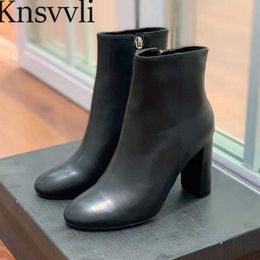 Boots Classic Chunky Heels Ankle Boots For Women Suede Leather Short Boots Round Toe High Heels Runway Shoes Women Botas De Mujer X230523