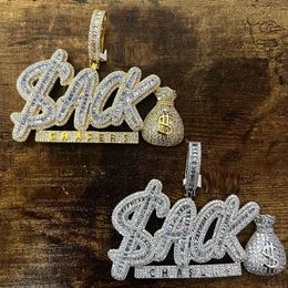 Necklaces Stack Chasers Money Bag Dollar Hip Hop Pendant Necklace Iced Out Bling 5A CZ Rock Punk Cool Men Boy High Quality Jewellery