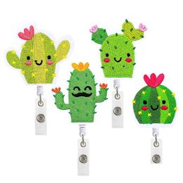 Party Favour Creative Cactus Badge Keychain Retractable Pl Id Badges Holder With Clip Office Supplies Drop Delivery Home Garden Festiv Dhysz