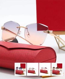 Ornamental Irregular sunglasses ladies designers Rimless sunglasses women Polaroid frameless glasses waterproof Adumbral original box Rectangle sunglasses