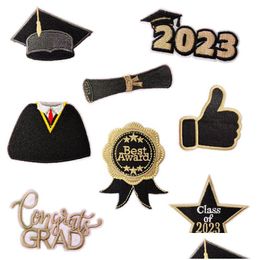 Sewing Notions Tools 8 Pcs Class Of 2023 Graduation Embroideredes Congrats Grad Iron On Decorative Applique Emblem Diy Crafts Acce Dhjin