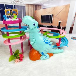 Electronic Pet Toys Brand Electric Slide Railcar Track toy 3-6 years old Dinosaur climb stairs music light play interactive educational toys 230523