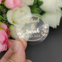 Other Event Party Supplies 50PCS Real Shiny Gold Foil Customised Your Names and Date Wedding Invitations Seals Candy Favours Gift Boxes Label Sticker 230522