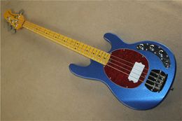 Высококачественная 4 -струнная музыка человек Эрни Болл Стинг Рэй Электрическая бас -гитара Синяя CS Красный зеленый белый черный батарея 9 В Активные пикапы. Другие цвета могут быть настроены