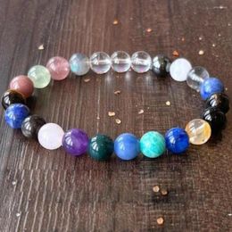 Link Bracelets MG1843 8 MM Random Gemstone Mixed WIth Clear Quartz Bracelet Earth Wrist Mala Womens Yoga Jewelry