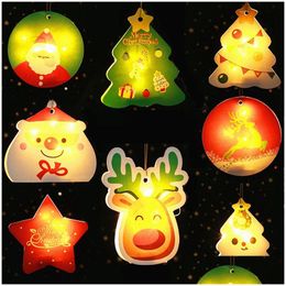 Christmas Decorations Led Decoration Pendant Glowing Cartoon Santa Claus Tree Decorative New Year Atmosphere Ornament Drop Delivery Dhjuk