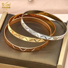 Bangle ANIID 4PCS/Set Dubai Bracelets For Women Luxury Stripe Bangles Indian Gold Plated Jewellery Wholesale Designer Copper Bracelets