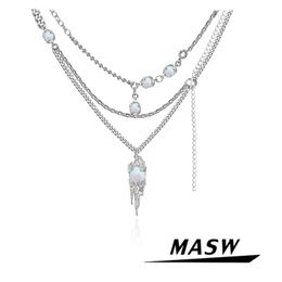 Necklaces MASW Original Design Three Layers Chain Necklace 2022 New Trend For Women Fashion Jewellery Accessories Pendant Necklace For Girl