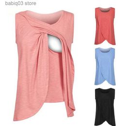 Maternity Tops Tees New Maternity T Shirt Maternity Shirt Breastfeeding Casual Sleeveless Top Vest Pregnancy Breastfeeding Nursing Shirt T230523