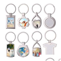 Keychains Lanyards Diy Blank Sublimation Keychain Pendant Heat Transfer Metal Car Key Chain Gift Keyring Drop Delivery Fashion Acce Dhzrc