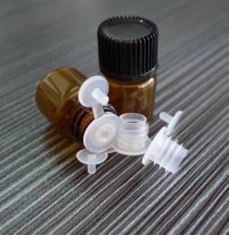New Arrive 50 Pcs 1 ML Free Shipping High Quality (16*21) Amber Glass Essential Oil Bottle, Pull Stopper Orifice Reducer & cap Classic