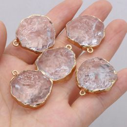 Pendant Necklaces Clear Quartz Natural Stone Irregular Round CraftsDIY Necklace Earring Jewellery Accessories Gift Making25x25mmPendant