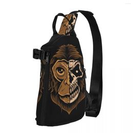 Duffel Bags Monkey On Black Background Shoulder Chest Cross Bag Diagonally Casual Man Messenger