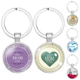 Mom Letters Keychain Round Pendant Keyring Mother's Day Gifts Cute Car Key Chain Rings Stainless Steel Mother Jewellery Gifts