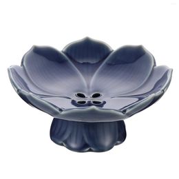 Dinnerware Sets Glass Tray Ceramic Tall Fruit Bowl Household Plate Lotus-design 15.8X15.8X7.5CM Home Sky-blue Ceramics