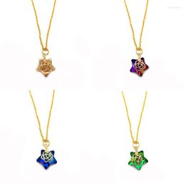 Pendant Necklaces 1Pcs Crystal Necklace Natural Stone Star Shape Color Faceted Ladies Jewelry Gold Chain Cubic Zirconia