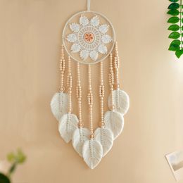 White Boho Dream Catcher, Large Macrame Dream Catcher, Handmade Stitch with Wooden Bead for Adult Bedroom Wall Decor Craft Gift 1224336