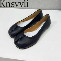 Genuine Leather Ballet Flat Shoes Women Luxury Quality Split Toe Shoes Female Casual Comfort Walking Shoes Summer Loafers Woman X230523