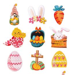 Sewing Notions Tools Colorf Iron Ones Easter Egg Bunny Embroidered Sew Applique Repair For Clothes Jacket Hat Backpack Jeans Diy C Dhfhe