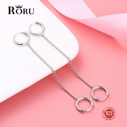 Huggie 925 Sterling Silver Double Ear Hole Chain Hoop Earring For Women Minimalist Trendy Party Fashion Jewellery Dropshipping