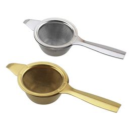 Tea Strainers Stainless Steel Teas Strainer Double Handle With Bottom Support Infuser Home Coffee Vanilla Spice Filter Diffuser Kitc Dhokz