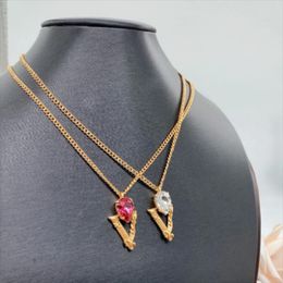 Necklaces Trendy Waterdrop Zirconia Pendant Necklaces Gold Plated Link ChainTorques For Women Fashion Jewelry Accessories Wedding Gift