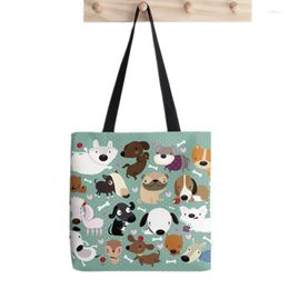 Shopping Bags 2023 Shopper Dog Pattern Tote Bag Printed Women Harajuku Handbag Girl Shoulder Lady Canvas