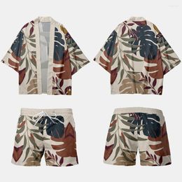 Ethnic Clothing Traditional Japanese Kimono And Shorts Set Men Women Streetwear Cardigan Cosplay Haori Fashion Print Beach Yukata