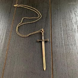 Pendant Necklaces Sword Necklace Highlander Bronze Charm Katana Brass Fantasy Jewelry Excalibur Blade Slay Fashion Men Women Gift Gothic