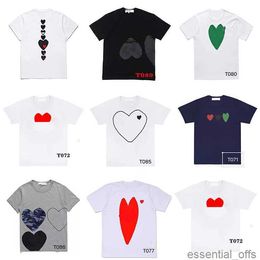 plays Designer Men's T-Shirts Casual Women's Des Badge Garcons Quality Print Short Sleeve Short T-Shirt Couple Hearts TshirtK8QB