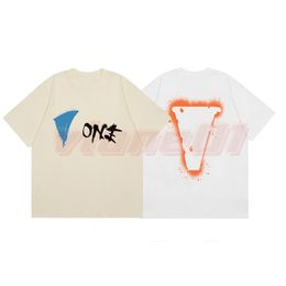 Mens Fashion Streetwear T Shirt Couples V Letter Printing Tees Womens Short Sleeve Hip Hop Tops Size S-XL