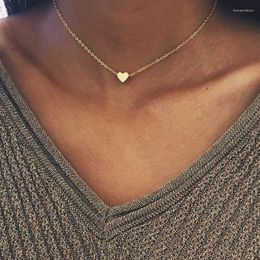 Choker Tiny Heart Necklace For Women Fashion Gold Colour Chain Smalll Necklaces Pendant On Neck Cute Stainless Steel Jewellery Gift